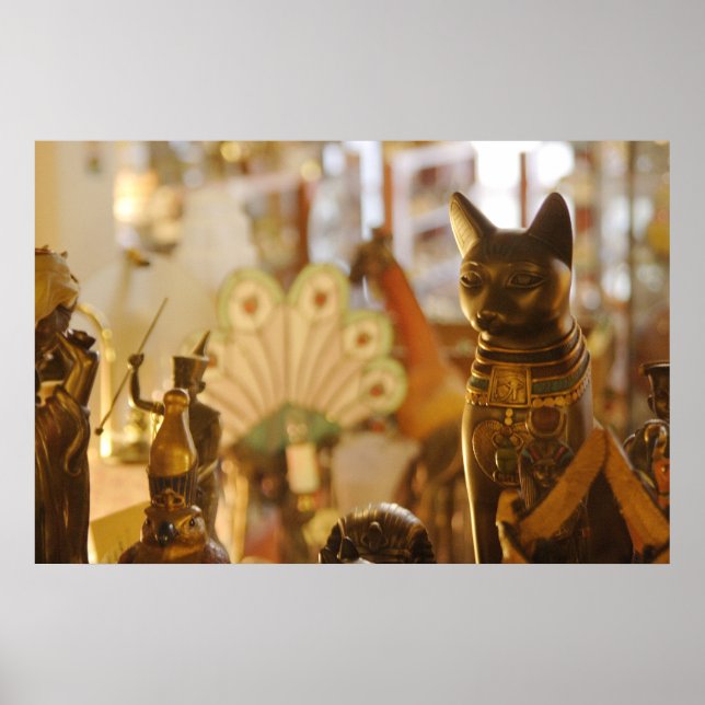 Shop Window with Cat Sculpture Poster (Front)