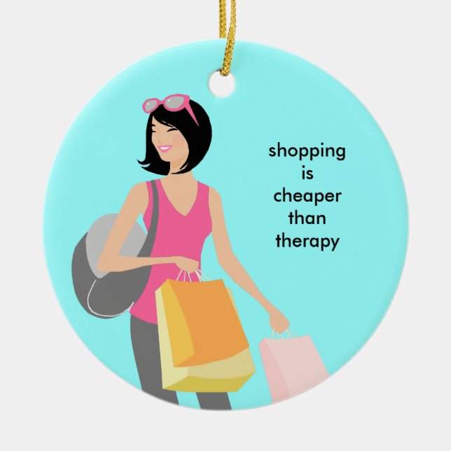 Shopaholic Ceramic Christmas Ornaments (Front)