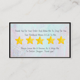 Shopper, Dasher 5 Stars Request Card