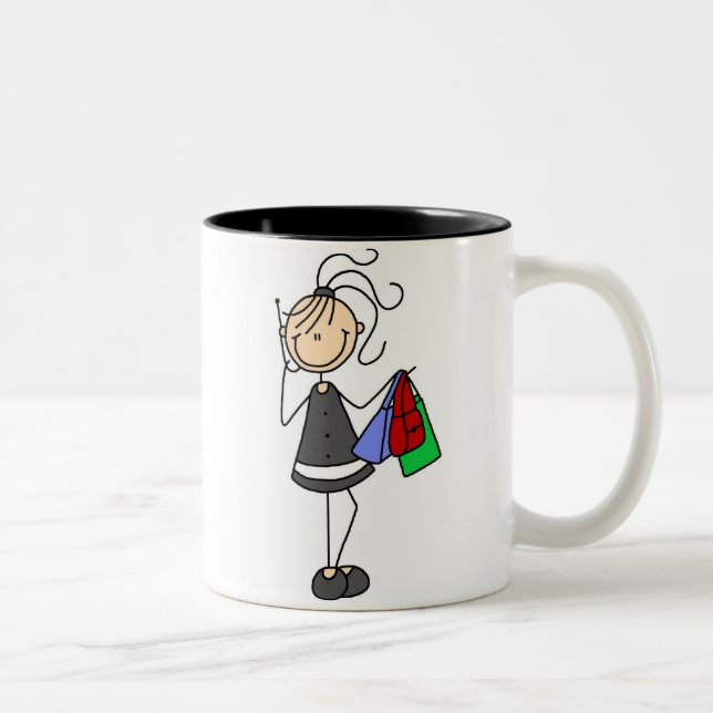 Shopping And Cellphone Stick Figure Mug (Right)