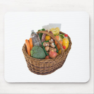 Shopping basket with foods fruits and vegetables mouse pad
