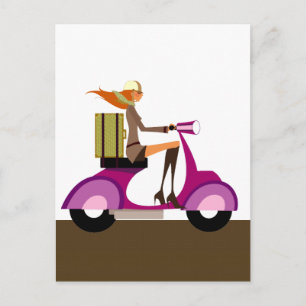 Shopping By Scooter Postcard