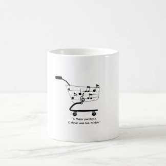 Shopping cart mug with musical notes, funny, humor