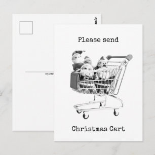 Shopping Cart Santa Postcard