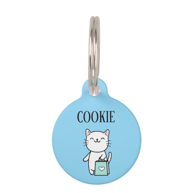 Shopping Cat Pesonalized  Pet Tag (Front)