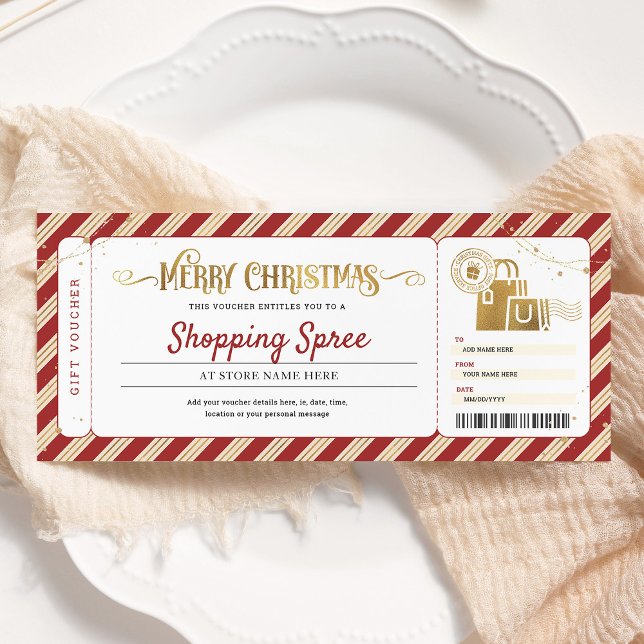 Shopping Day Spree Christmas Gift Ticket Voucher Invitation (Creator Uploaded)
