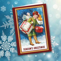Shopping de neige Bonanza Vintage Carte de Noël