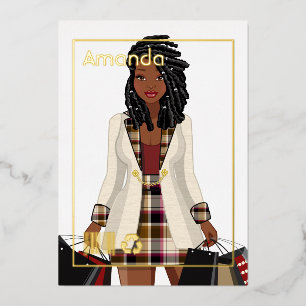 Shopping Fille Anniversaire Foil Invitation