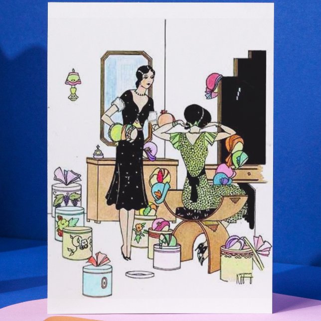 Shopping for hats postcard (Creator Uploaded)