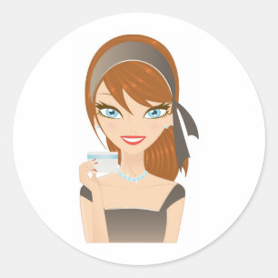 Shopping Girl Classic Round Sticker