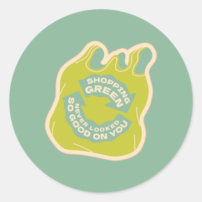 Shopping Green Classic Round Sticker (Front)