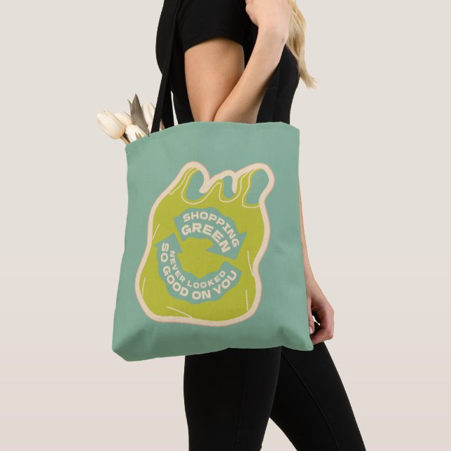 Shopping Green Tote Bag (Close Up)