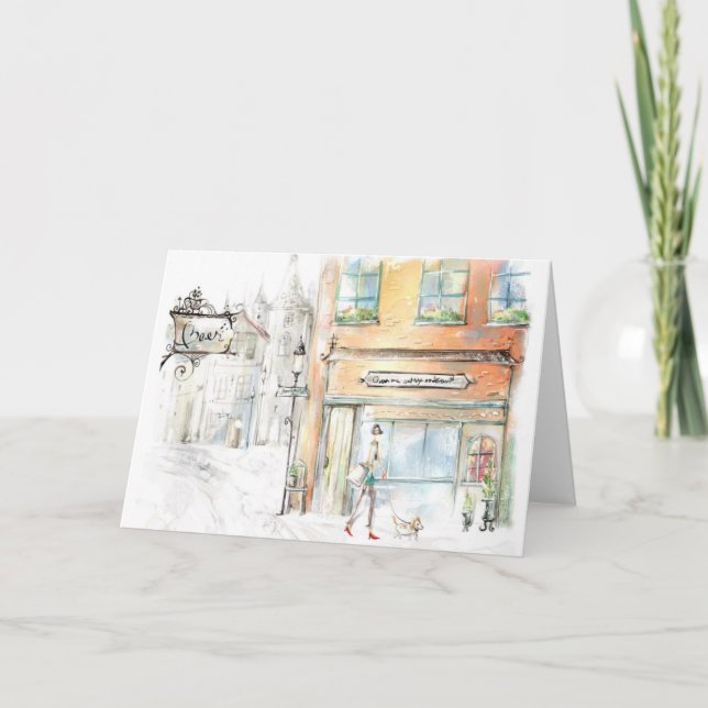 shopping in paris greeting card (Front)