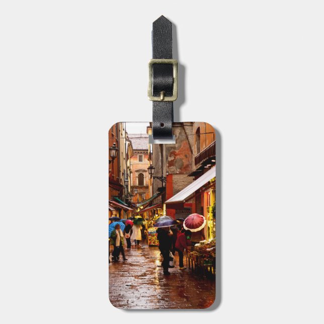 Shopping in the Rain Luggage Tag (Front Vertical)