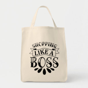 Shopping Like A Boss Typography Tote Bag