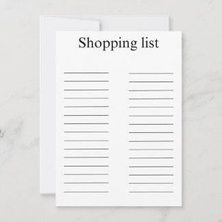Shopping list card