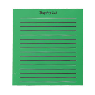 Shopping List Green Notepad