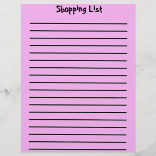 Shopping List Letterhead Pink