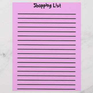 Shopping List Letterhead Pink