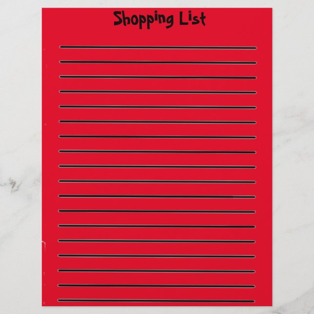 Shopping List Letterhead Red (Front)