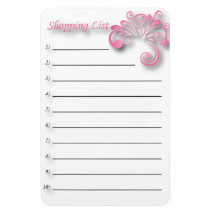 Shopping list magnet