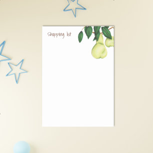Shopping list paper pad with a pear illustration post-it notes