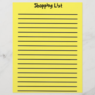 Shopping List Yellow Letterhead