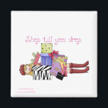 Shopping Magnet<br><div class="desc">An overwhelmed shopper with many packages .. a cute magnet for that "professional" shopper in your life.</div>