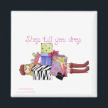 Shopping Magnet<br><div class="desc">An overwhelmed shopper with many packages .. a cute magnet for that "professional" shopper in your life.</div>