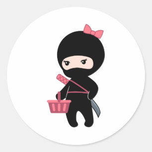 Shopping Ninja Girl Classic Round Sticker