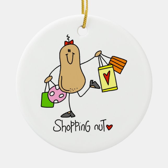 Shopping Nut T-shirts and Gifts Ceramic Ornament (Front)
