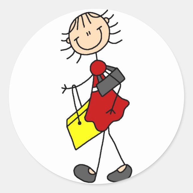Shopping Stick Figure Lady Sticker (Front)