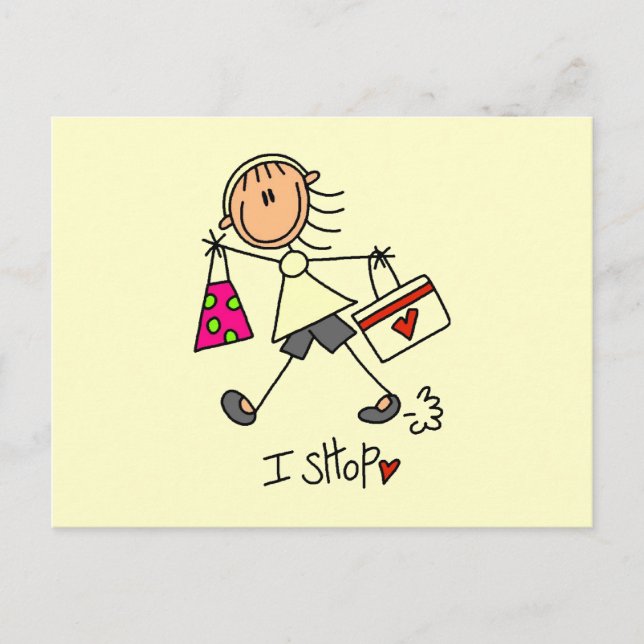 Shopping Stick Figure Postcard (Front)