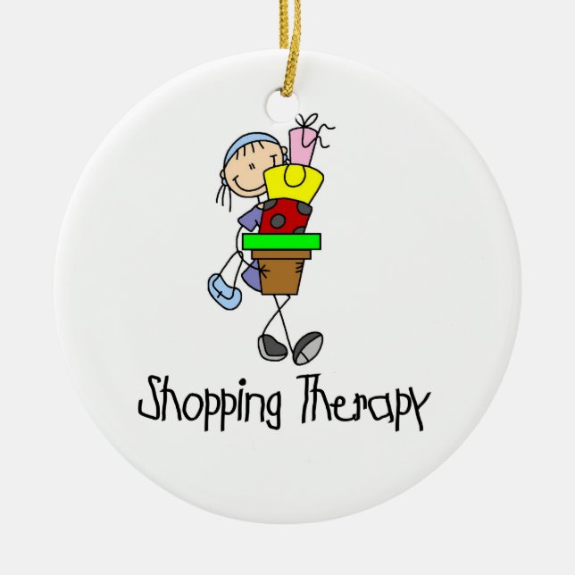 Shopping Therapy Ceramic Ornament (Front)