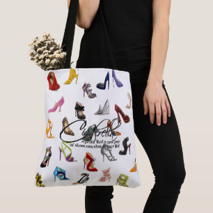 Shopping Tote Cinderella Quote Shoes Heels Pumps Bag
