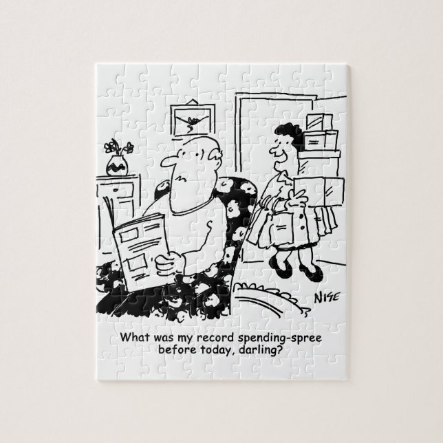 Shopping Trip. Record Spend. Overspending at Shops Jigsaw Puzzle (Vertical)