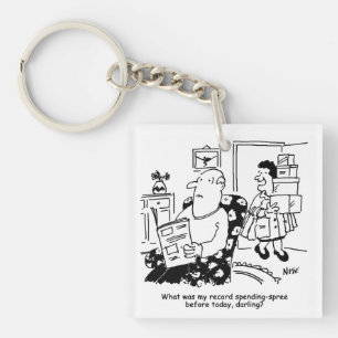 Shopping Trip. Record Spend. Overspending at Shops Keychain