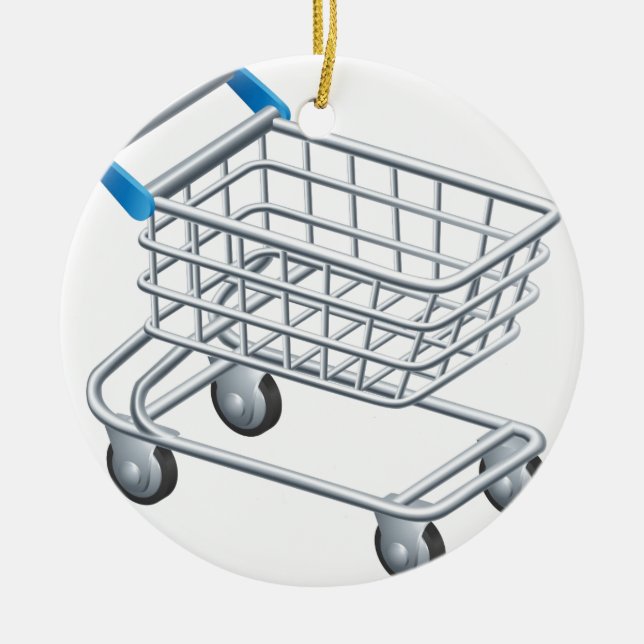 Shopping trolley icon ceramic ornament (Front)