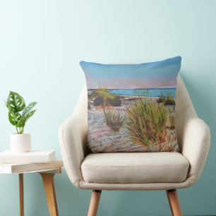 Shore Beach Pastel Art Throw Pillow