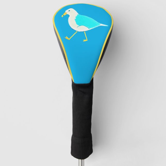 Shore Bird Art Blue Seagull Golf Head Cover (Front)