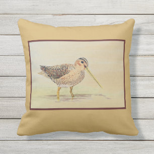 Shore Bird- Common Snipe Throw Pillow