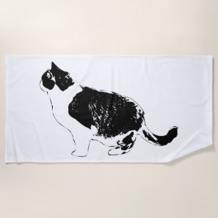 Shore Cat, Relaxed Silhouette Beach Towel