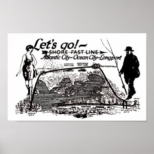 Shore Fast Line Trolleys 1910 Poster