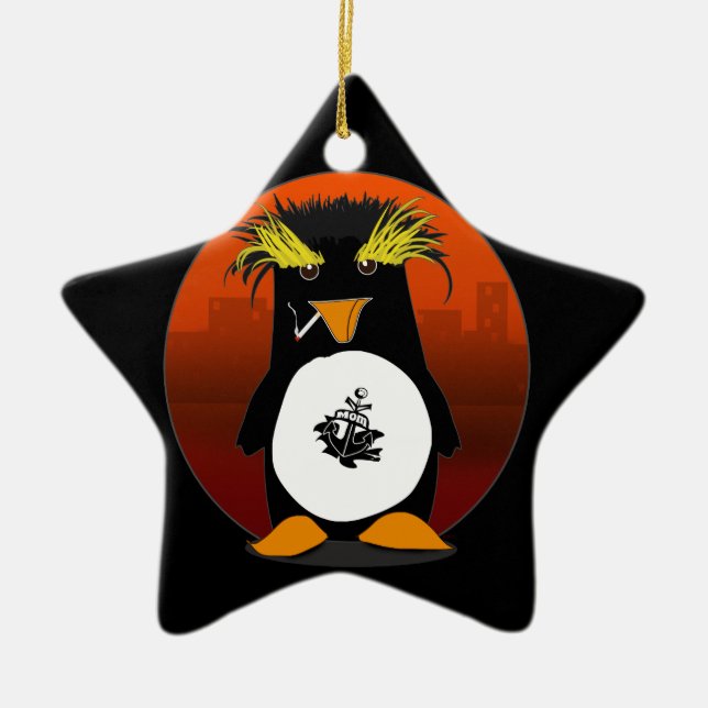 Shore Leave Penguin Customizable Ceramic Ornament (Front)