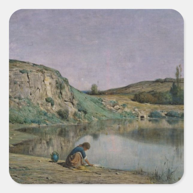 Shore of Lake Bourget Square Sticker (Front)