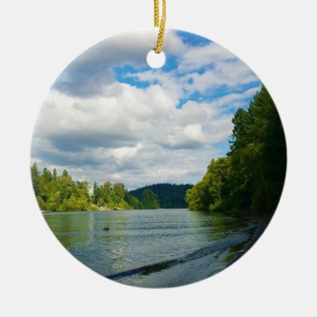 Shore of the Willamette River, OR Ceramic Ornament (Front)