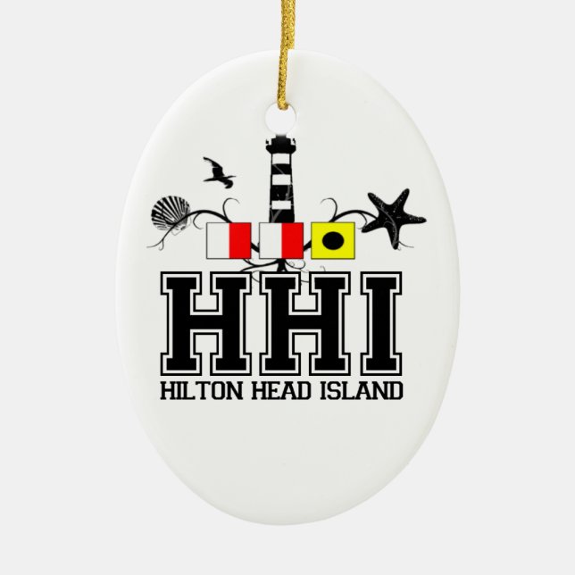 SHORE OVAL AHilton Head Island. Ceramic Ornament (Front)