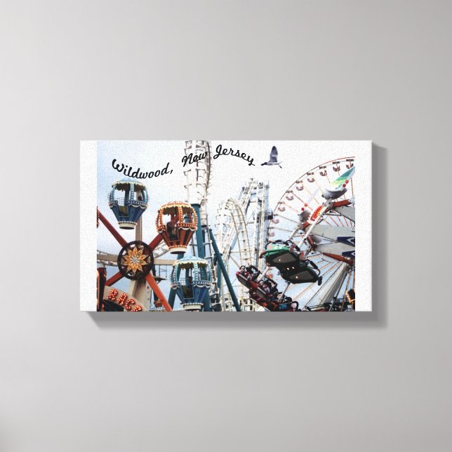 Shore Pier/Wildwood Text Wrapped Canvas (Front)