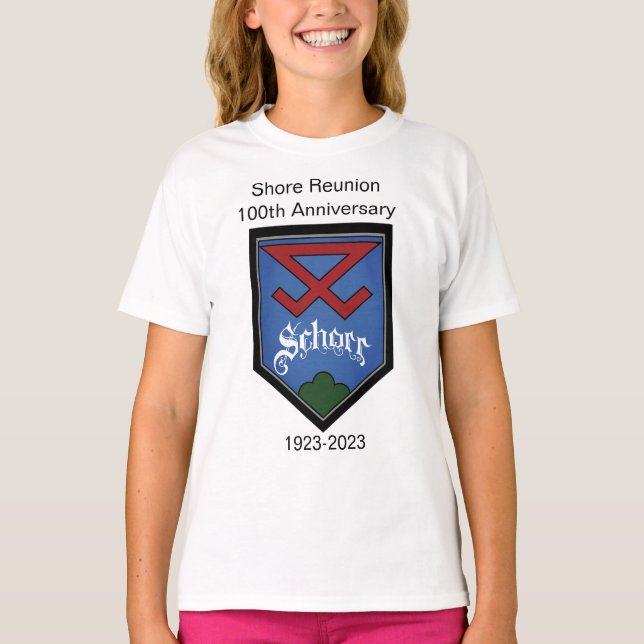 Shore Reunion 100th Anniversary shield (girls) T-Shirt (Front)