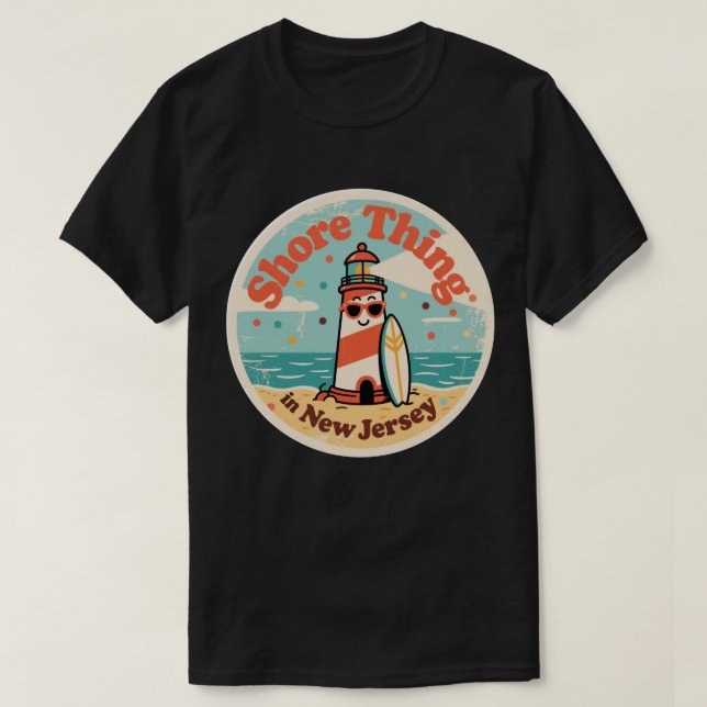 Shore Thing_ New Jersey Lighthouse Artwork T-Shirt (Design Front)